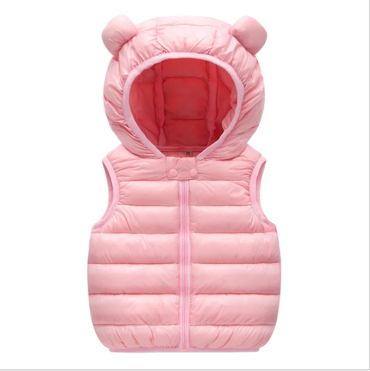 

Children's Wear Sleeveless Belt Jacket Mid-length Hooded Down Cotton Kids Vest Winter Kids Vests