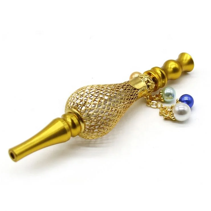 

Creative Gold Mesh Pendant Metal Pipe Filter Cigarette Holder Pipe Tobacco Smoking Accessories, Shown