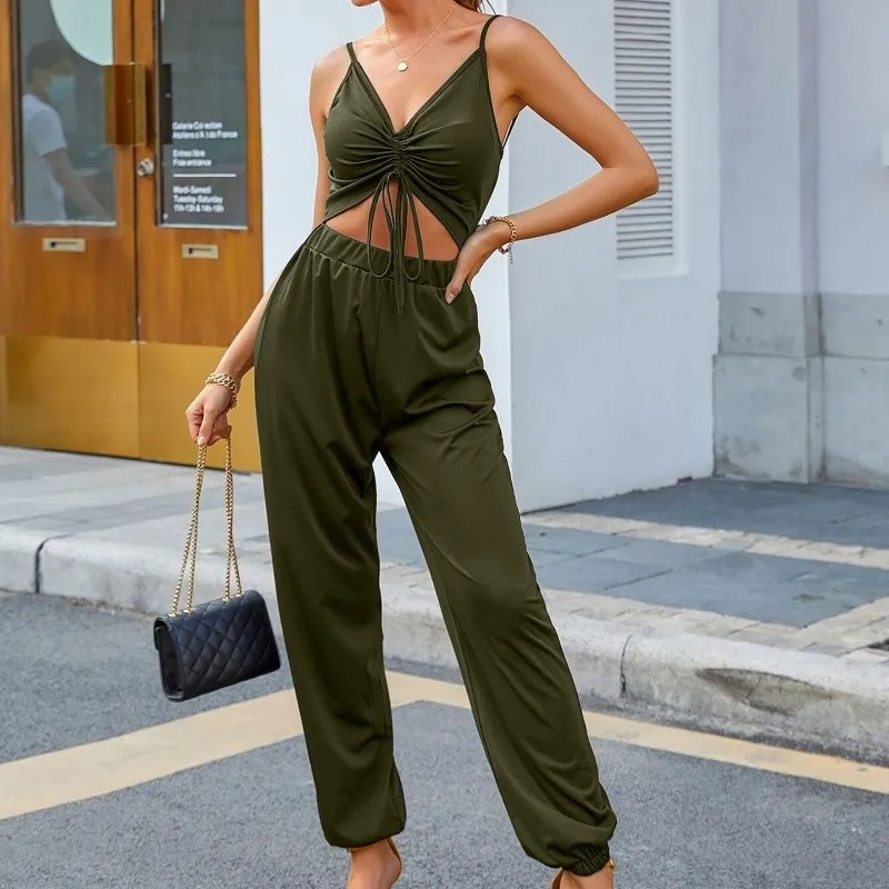 

Summer Latest Style Sexy Camisole Loose Short Jumpsuit Women Clothing Lady Wears, Black,army green