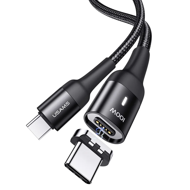 

USAMS US-SJ466 U58 Type-C TO Type-C 100W PD Fast Charge Magnetic Data Cable 1.5m, Black