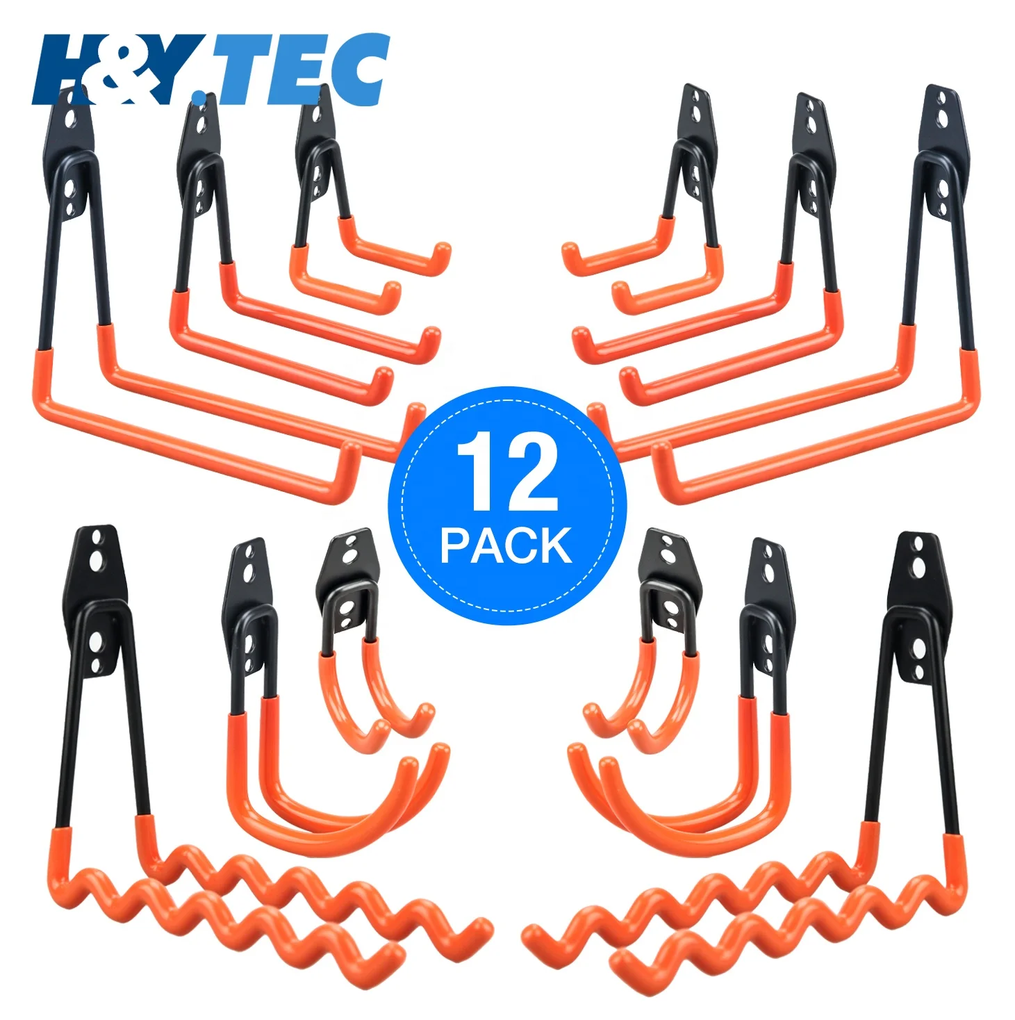 

H&Y Garage Hooks, 12Pack Heavy Duty Garage Storage Hooks&Hangers, Utility Wall Mount Garage Hooks with Non-Slip Coating, Perfect, Orange