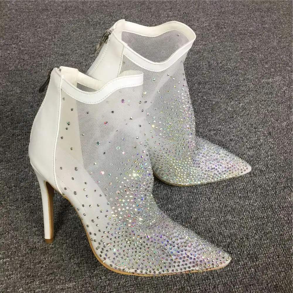 

Women sandals 2020 heel , rhinestone lace up heels and fashion sexy shoes stiletto heels, White