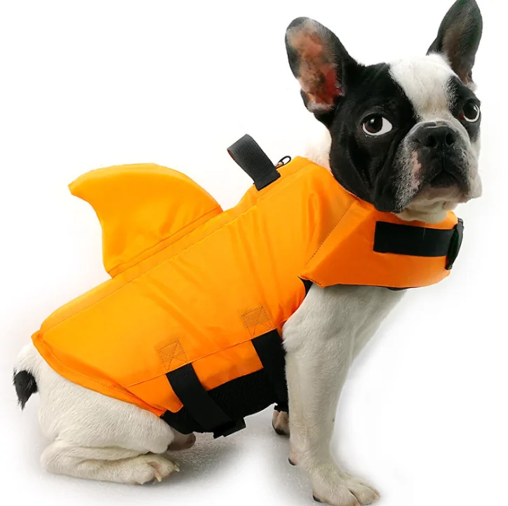 

Popular Shark-Finned Dog Swimsuit Pet Life Jacket, Blue, orange