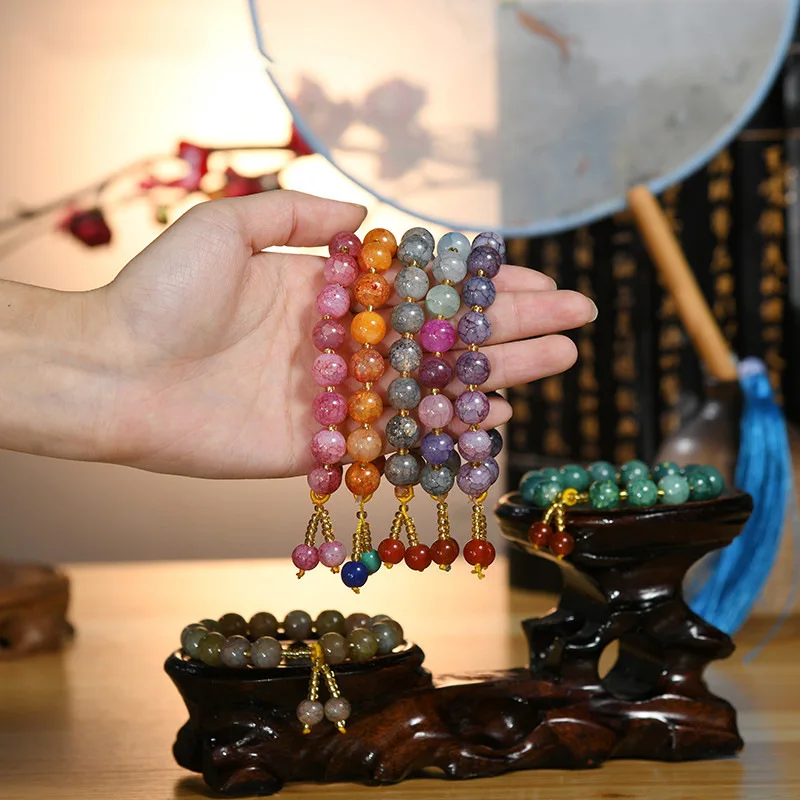 

New 9-color crystal ladies bracelet with pendant wholesale round beads lovers jewelry gifts jade bracelet, 9 different color