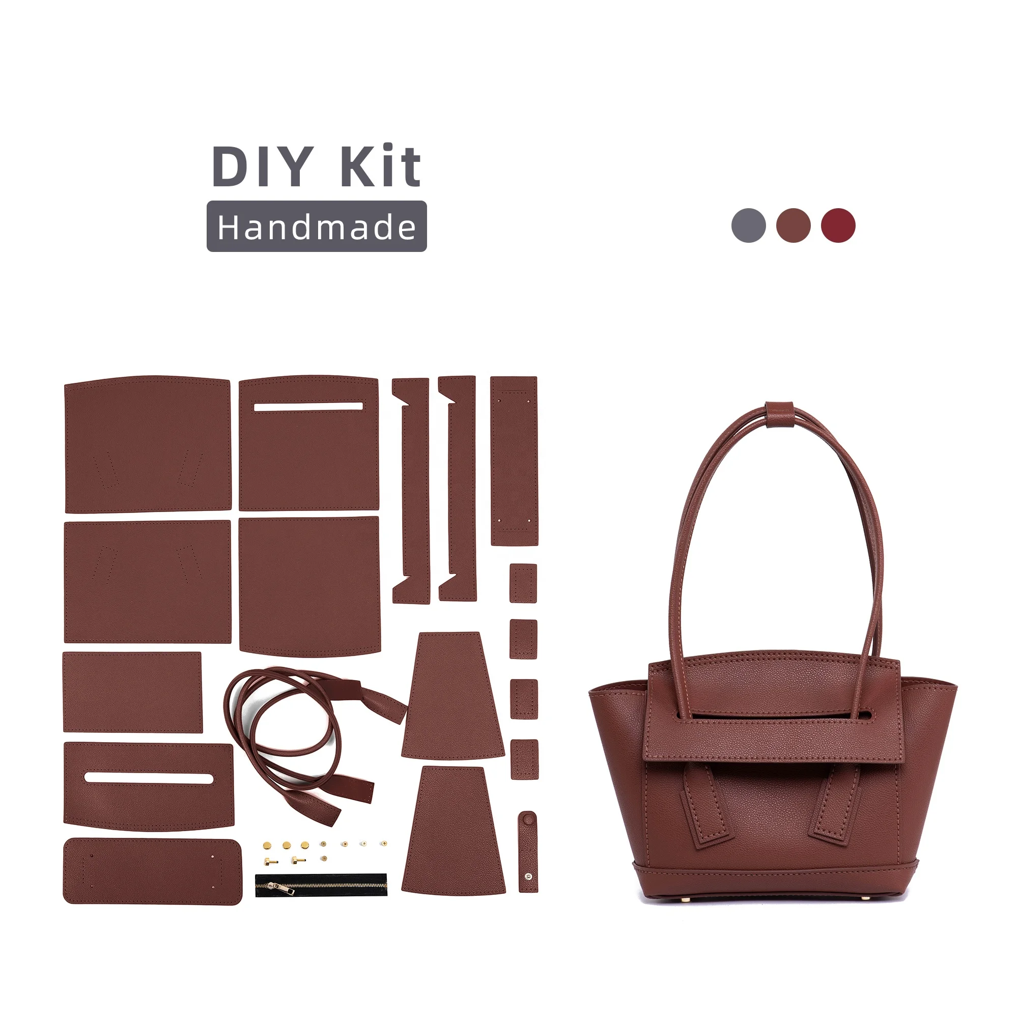 

SWEINGFISH Custom Bags Women Handbags Ladies Shoulder and Genuine Leather Bag Parts Diy Bag Kit Black PVC Single Bucket