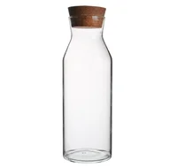 

34 Oz Clear Glass Carafe With Cork Stopper, Ideal For Hot and Cold Water Pitcher Beverage Pitcher for Wine