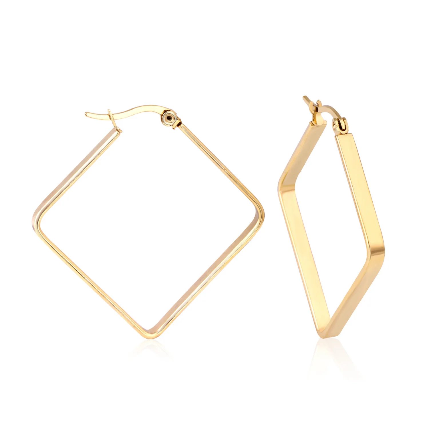 

Fashionfashion exaggerating earrings simple gold different sizes square stainless steel ear ring earrings wholesale sales, Silver-gold-rose gold