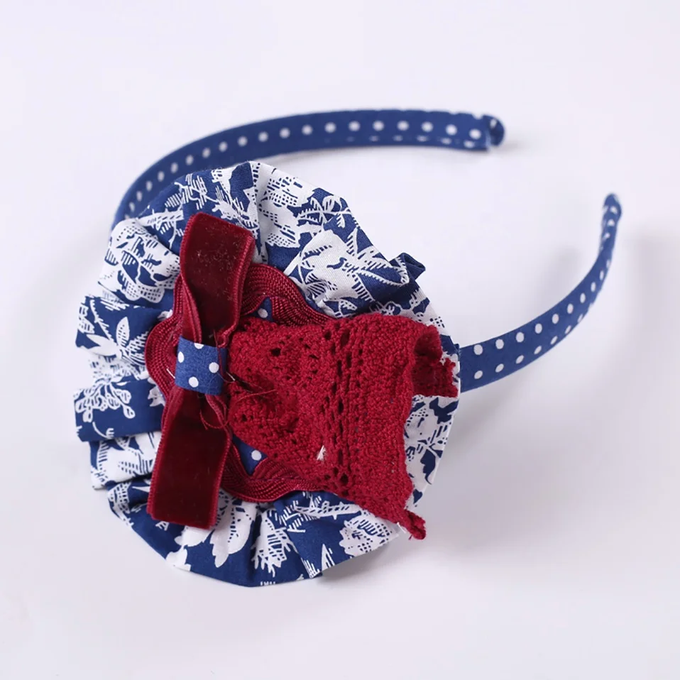

Pettigirl Hand Made Girl Headband Blue Flower Print Hair Cute Headbands