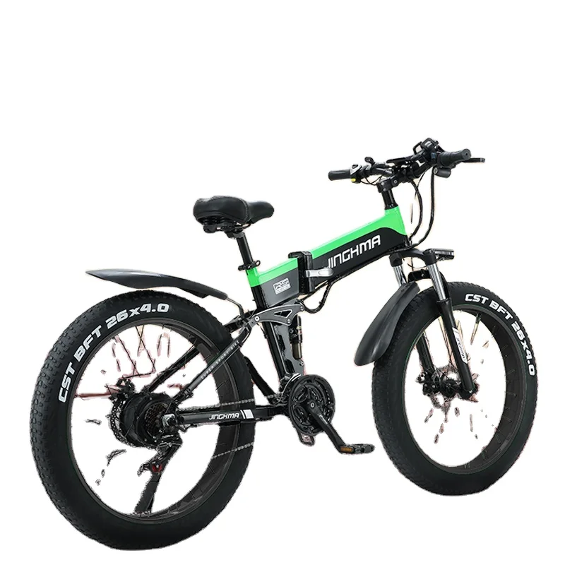 

JINGHMA China Factory 21 Speed 48V 10Ah Lithium Hidden Battery 500W Brushless Motor 26Inch Fat Tire Electric Mountain Bike