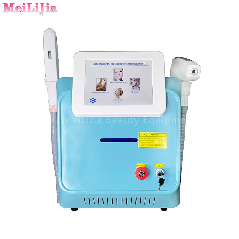 

Newest hair removal Machine RF ND-YAG Laser Tattoo removal and Two 360 Magneto optic shr ipl hair removal machine with 4 handles