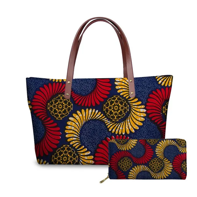 

Vintage African Printing Women Handbag Casual Tote Large Shoulder Bag Female Designer Leather Purse Party Bags