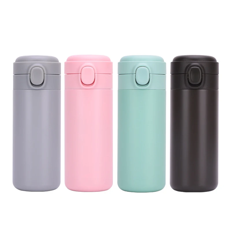 

Portable christmas cute 450ml travel sports stainless steel lock vacuum insulated metal camping tea coffee thermos cup