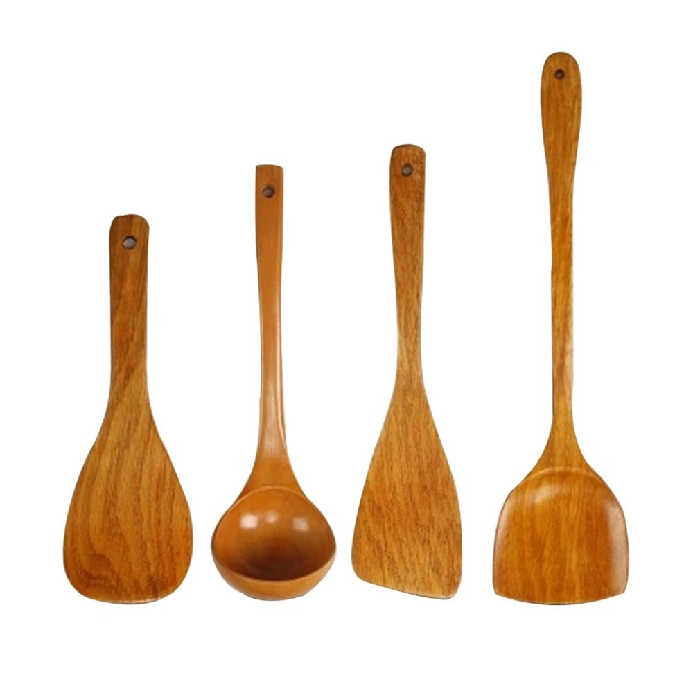 

Long Wooden Cooking Rice Spatula Scoop Kitchen Utensil Non-stick Hand Wok Shovel, Wood color