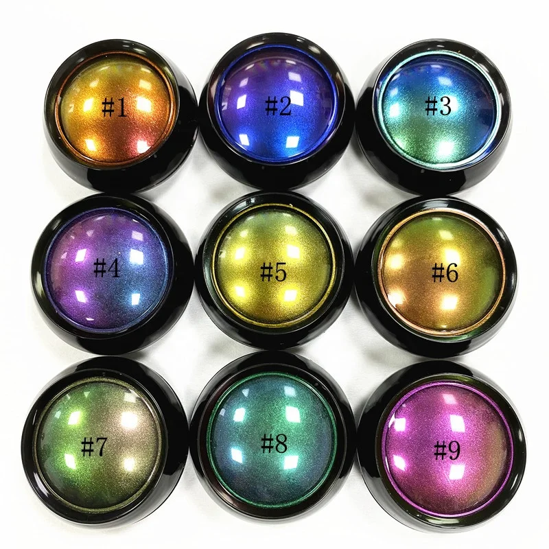 

Custom Label Wholesale 9 Colors Wet Powder Glitter Shimmer Monochrome Duochrome Pigment Chameleon Single Eyeshadow