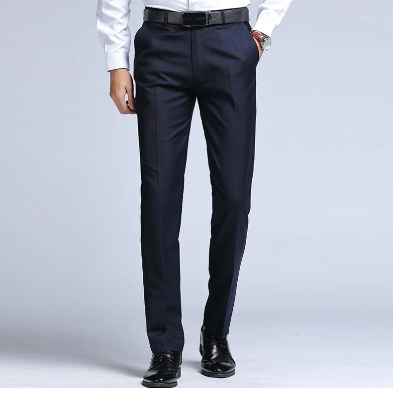 Men's Pants Business Black Suit Pants Slim Casual Straight Dress Pants ...