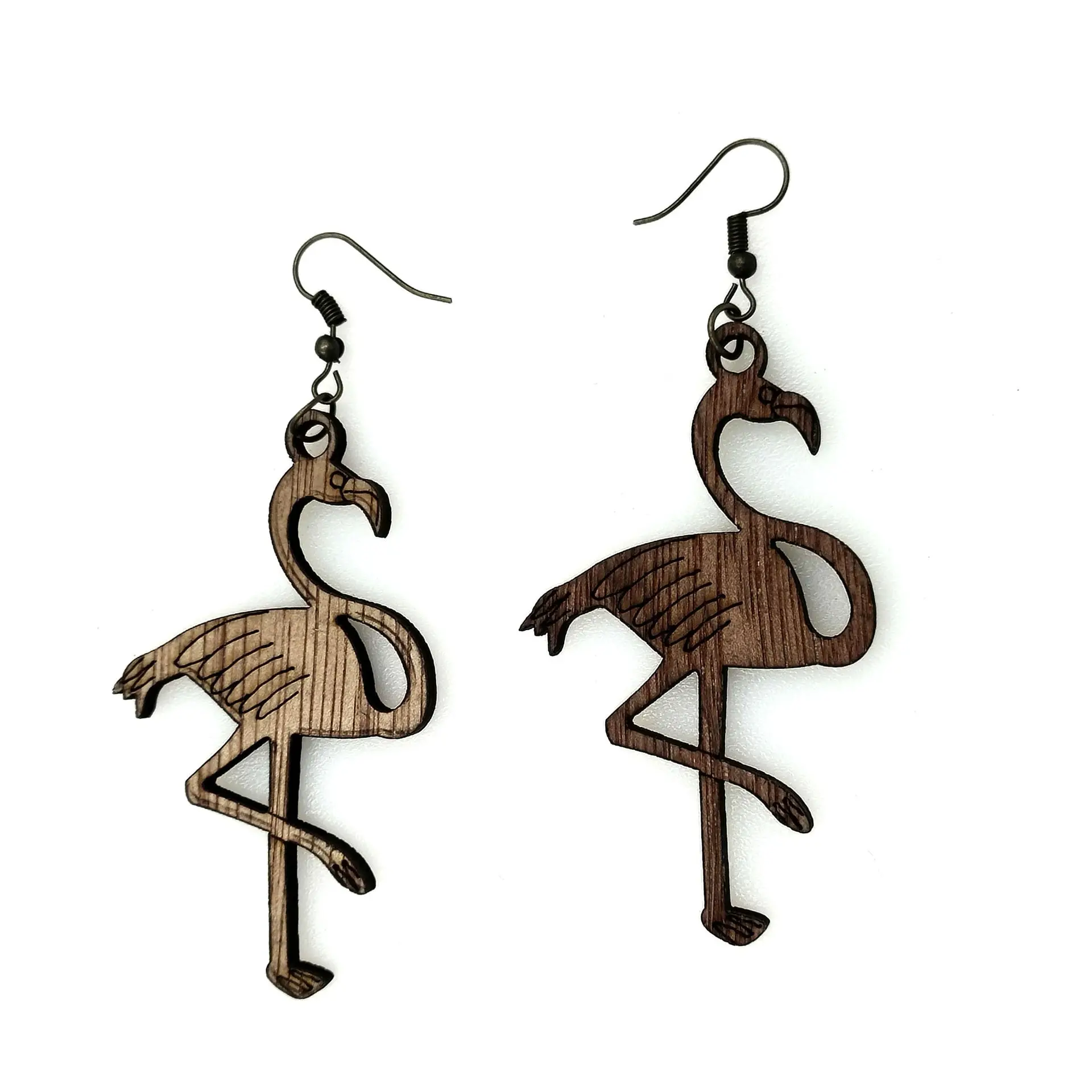 

Natural Wooden Animal Flamingo Tree Shaped Charm Earrings Creative Wood Hot Air Balloon Plam Pendant Earrings, Picture shows/custom color