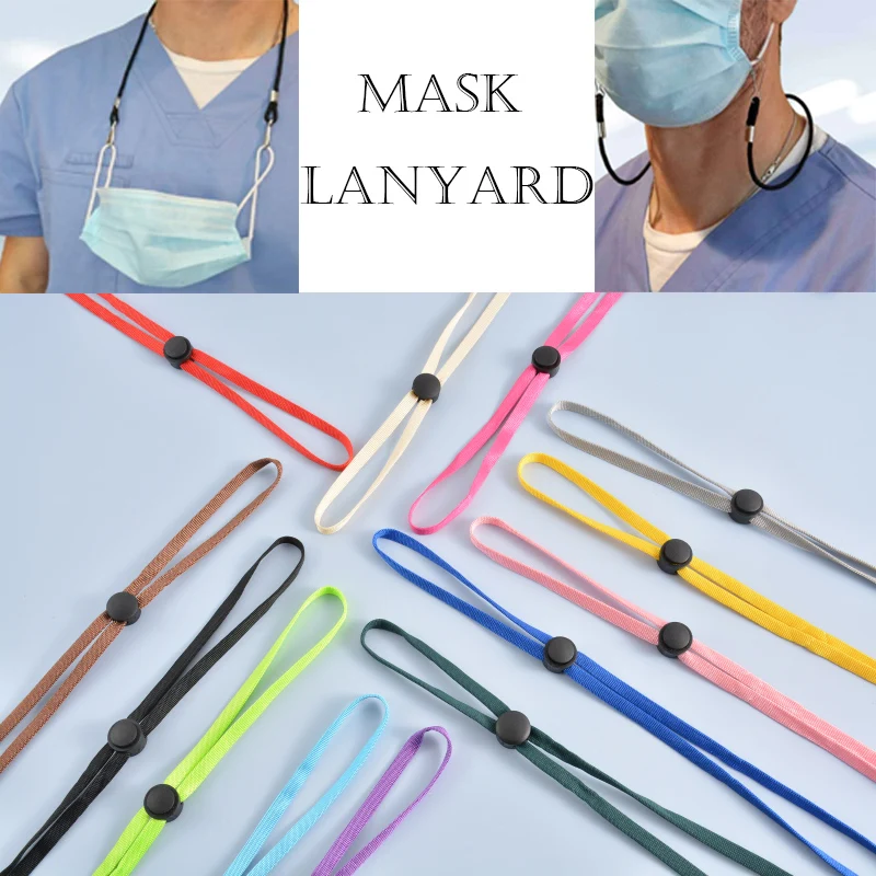 

Custom Logo Colors Polyester Adjustable Face Masking Holder Lanyard Breakaway For Kids or Adults