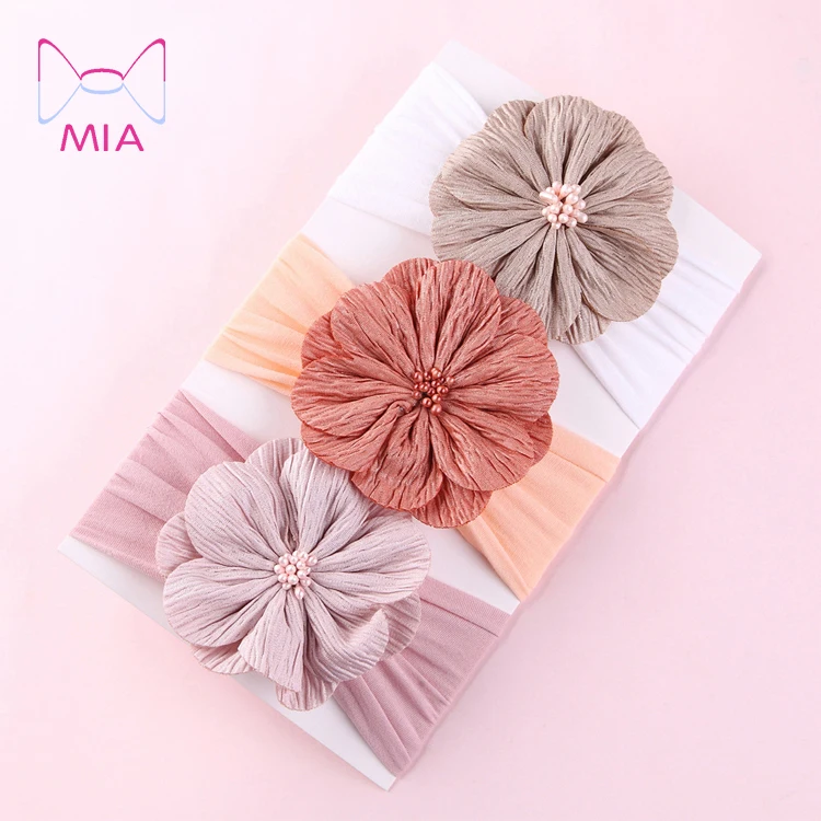 

free shipping chiffon flower bow elastic nylon baby girl head band, Picture/custom