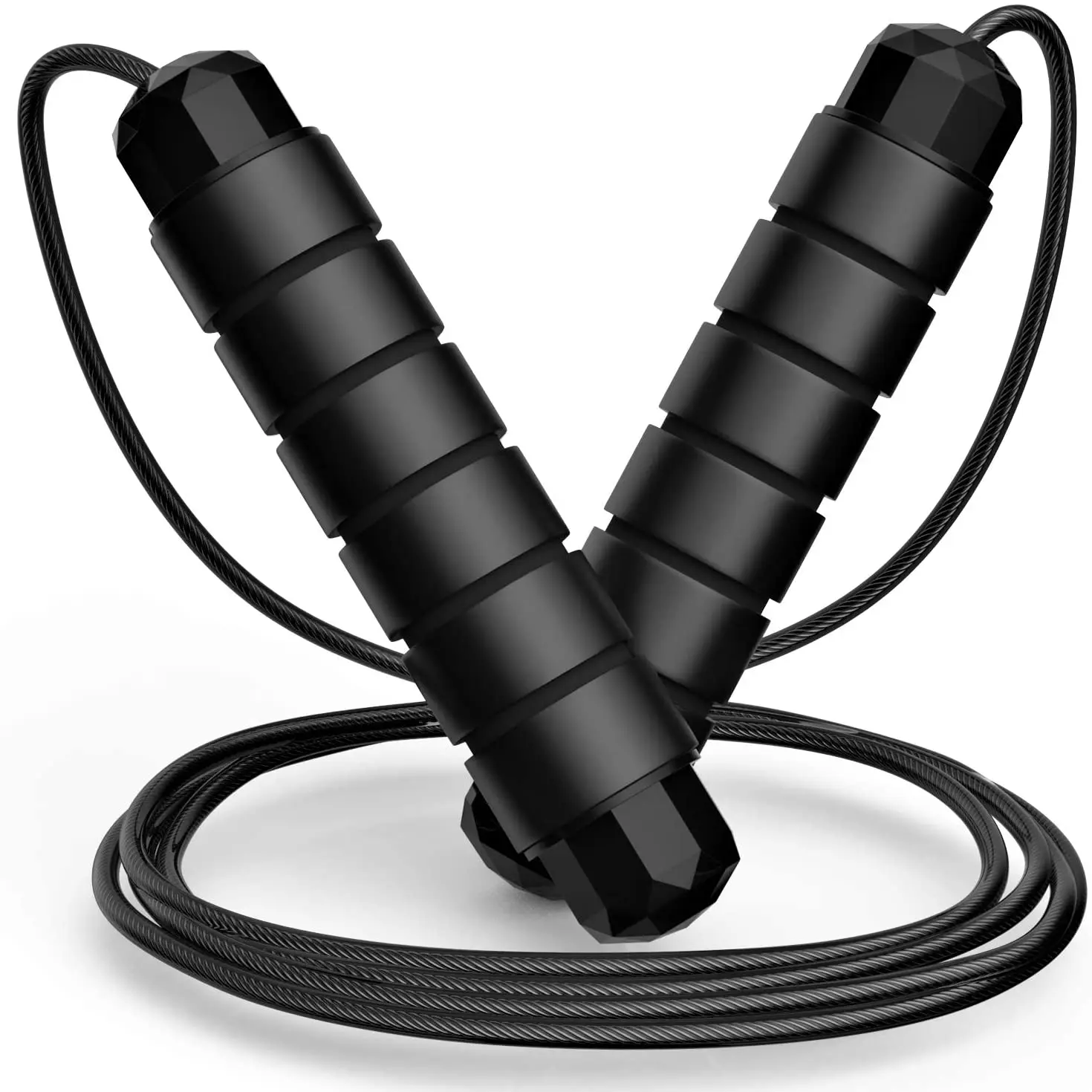 

Adjustable Fitness & Exercise Steel speed weighted skipping rope jump rope for kids and Adults with Ball Bearings, Black, blue, green