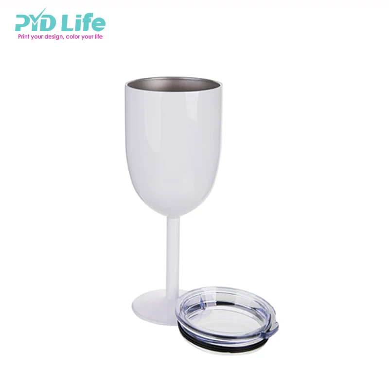 

PYDLife 12oz 350ml Double Walled Stainless Steel Beer Sublimation Wine Glass Goblet Tumbler, White/silver