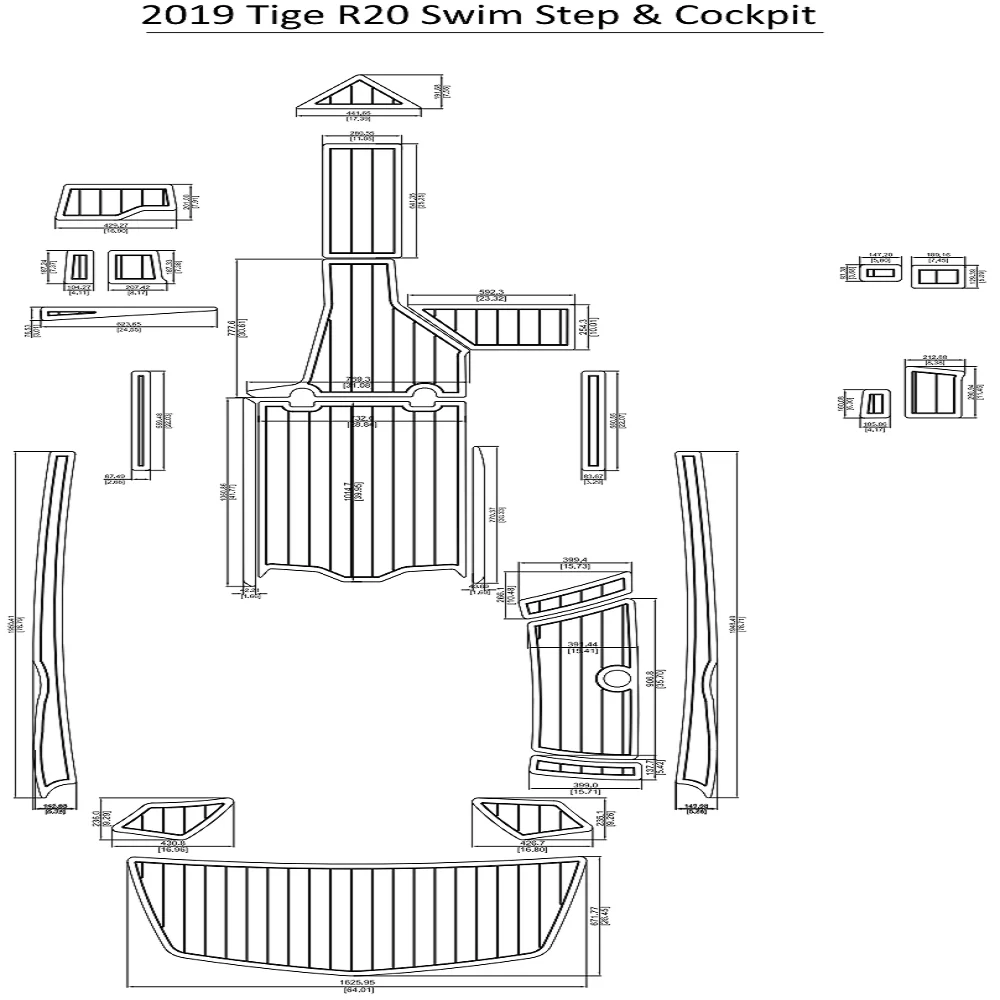 

2019 Tige R21 Swim Step & Cockpit Pad Boat EVA Teak Decking 1/4" 6mm