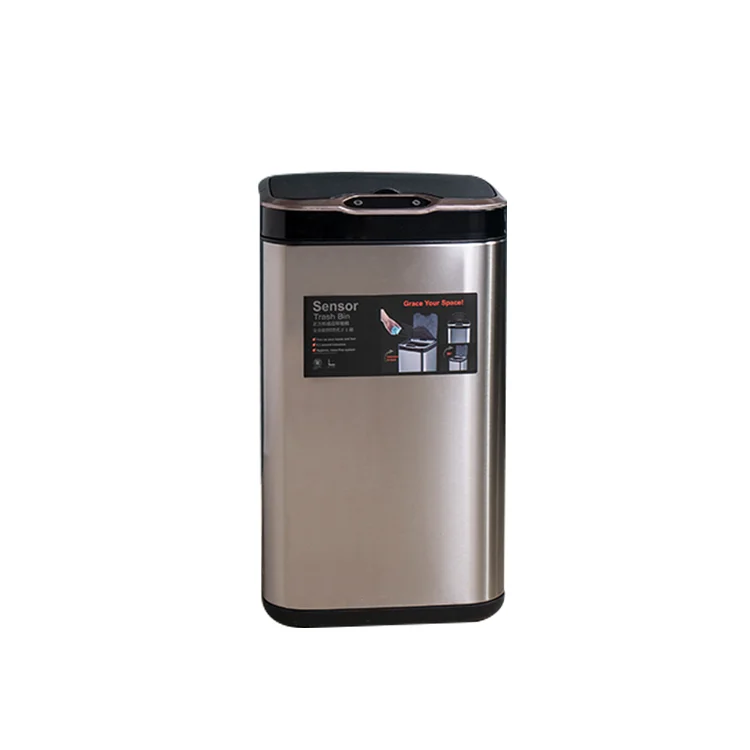 

Square Induction 8l Induction Rectangular Trash Can with Inner Barrel Kitchen Bin Sensor Carton Stainless Steel Sliver