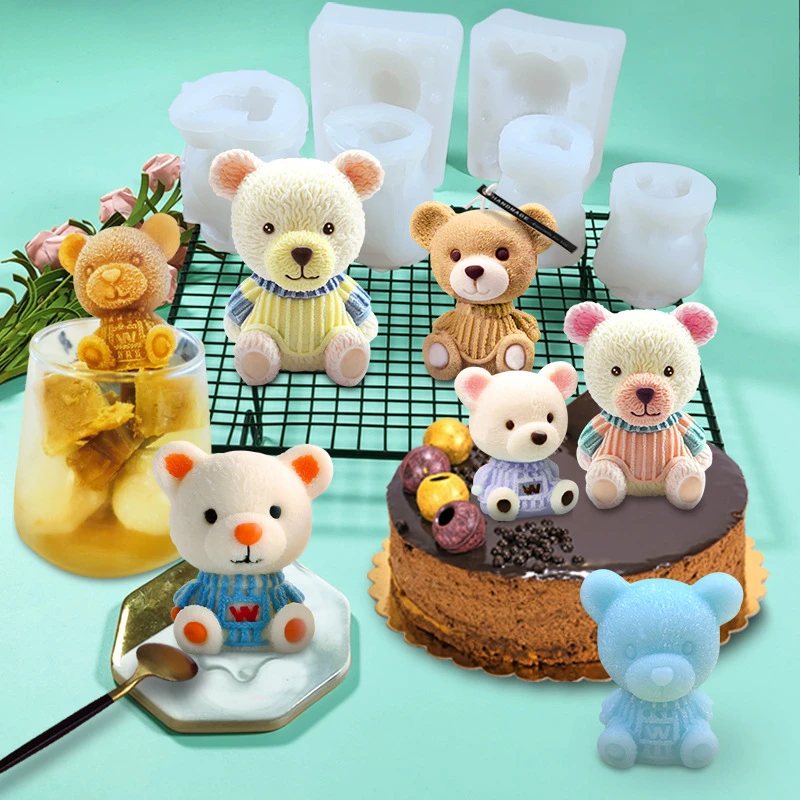 

Z0129 New selling Diy Bear cake mold Iice Bear coffee milk tea ice cream silicone molds