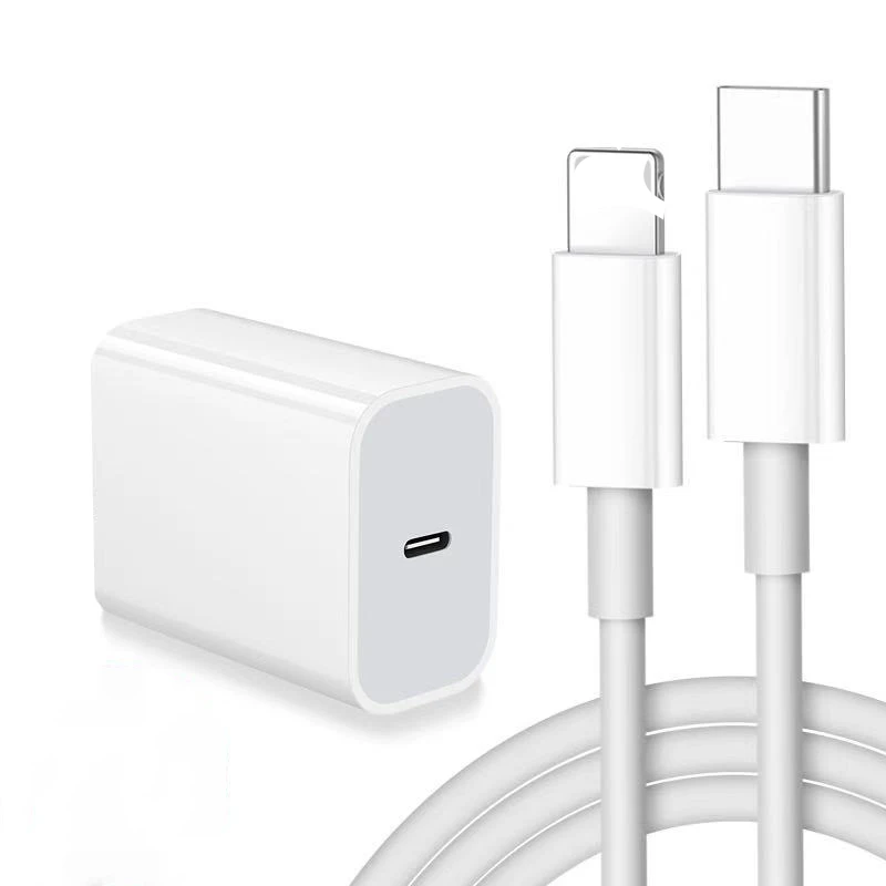 

For Iphone12 20W Wall Charger US Plug EU Plug USB-C Cable Fast Charger PD Set Charger For Iphone13 12 11 X, White