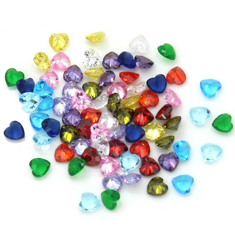 

DIY Twelver Colors  CZ Cubic Zirconia Synthetic Heart Zircon Diamond Loose Beads Gem Jewelry Stone Birthstone, 12 different colors