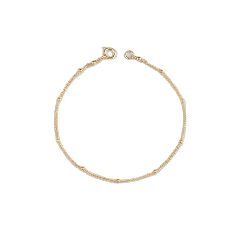 

CANNER Jewelry Charm Simple Bracelet 18K Gold S925 Sterling Silver Beaded Bracelets For Women Girls