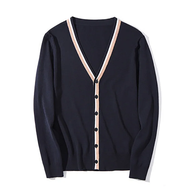 

Spring New Youth Knitted Cardigan Contrast Color Knit Cardigan Sweater Jacket Men