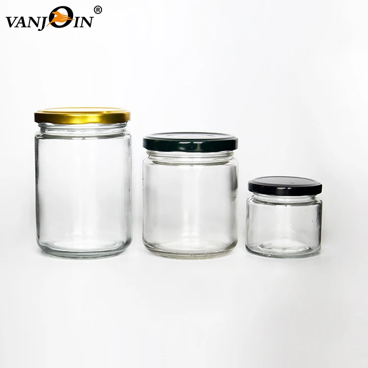 

Round Pickle Glass Jar Chuntney Storage Container with Metal Lid