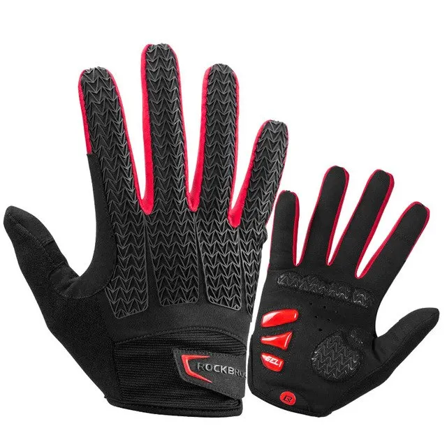 

CBR ODM S169-1 Thumbs Terry Cloth Fleece Thermal Warm Phone Touch Screen Cycling Racing Gel MTB Bike Windproof Bicycle Gloves, Black gray, black red