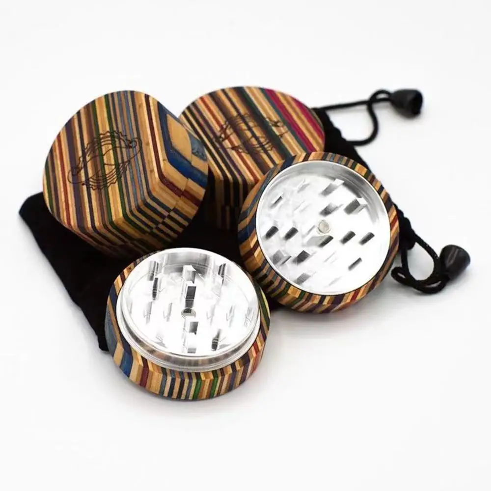 

2 Layer Candy Color 40MM Wooden tobacco Grinder Cigarette Crusher with wholesale price, Mix