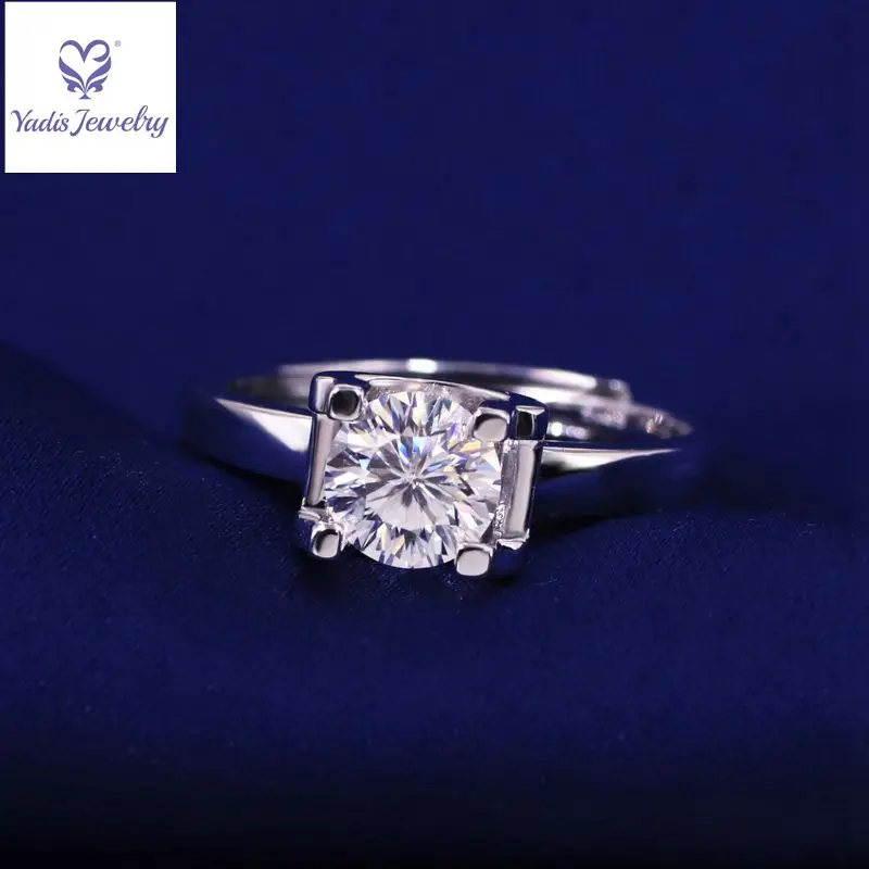 

Yadis 1ct moissanite GH VS adjust 925 Silver white gold plated jewelry ring for women