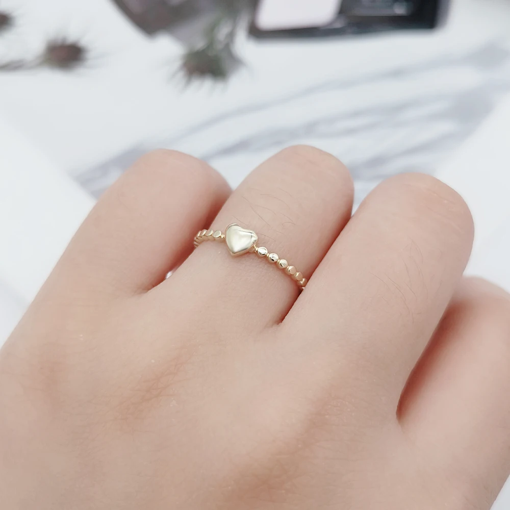 Fashion Thin Ring Cheap 14k Yellow Gold Heart Ring Plain Karat Gold