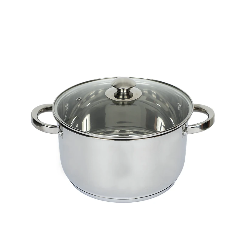 

Eco Friendly Straight Cut Edge Handles Stainless Steel Kitchen Pots Cookware Set