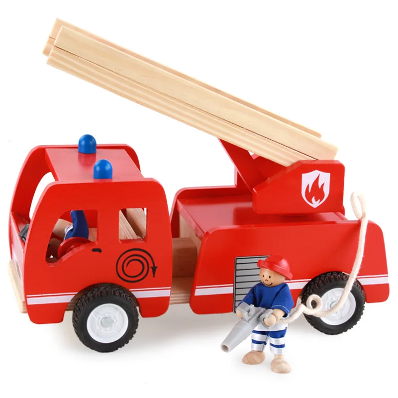 

Hot Sale New Style Wooden Block Toys Fire Truck Fire Car Toys Fire Truck Toys