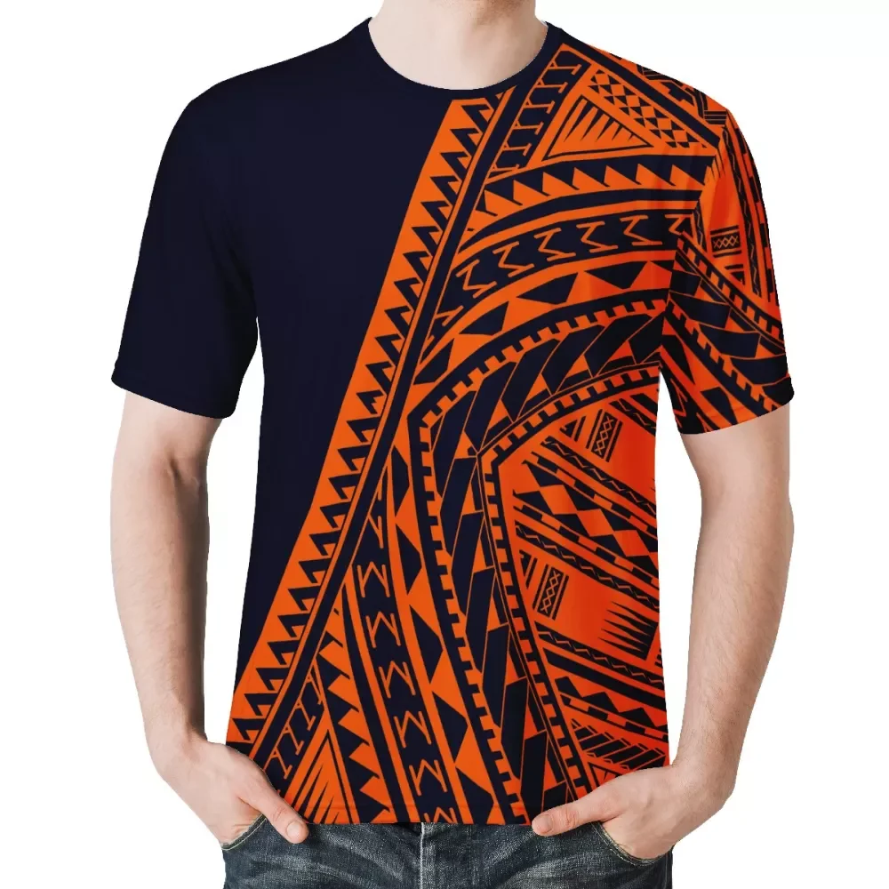 

2021 spring New Design Cool Round neck T Shirt Polynesian tribal Samoan Handsome men Shirt Short Sleeve Wholesale Price