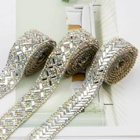 

1 Yard Crystal Glass rhinestones Trim Tape banding wholesale Rhinestone decoration For wedding decoration trim