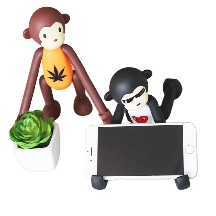 

Factory direct mobile phone holder cute cartoon monkey creative gift monkey mobile phone stand flat stand desktop, Black grey