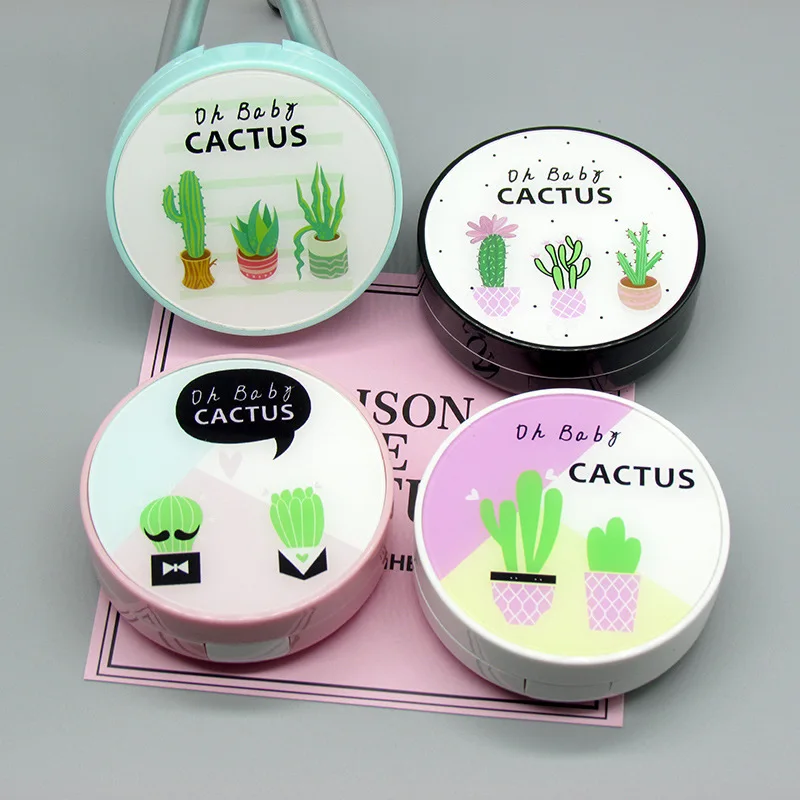 

Customized quality cute round Cactus contact lens case glasses companion box