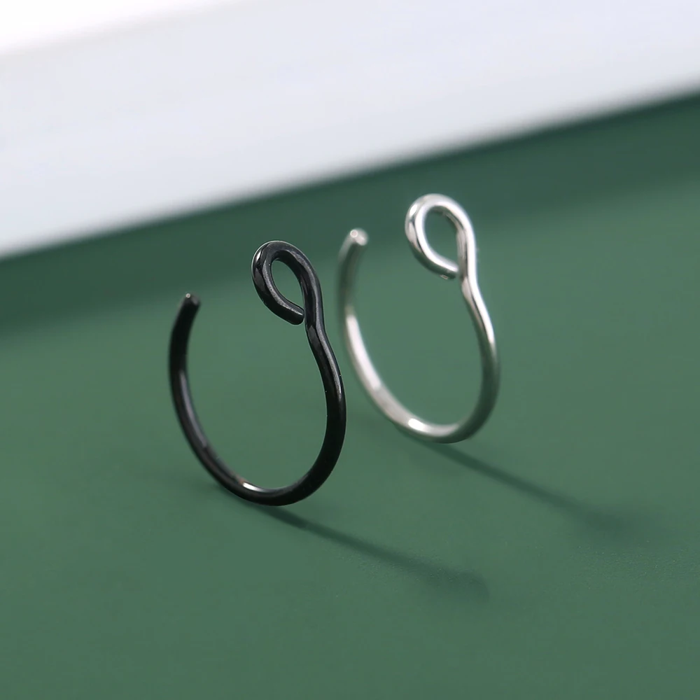 

Stainless Steel Black And Silver C-Shaped Diamond Nose Ring Set Body Piercing Jewelry NON Piercing Nose Rings Body Jewelry