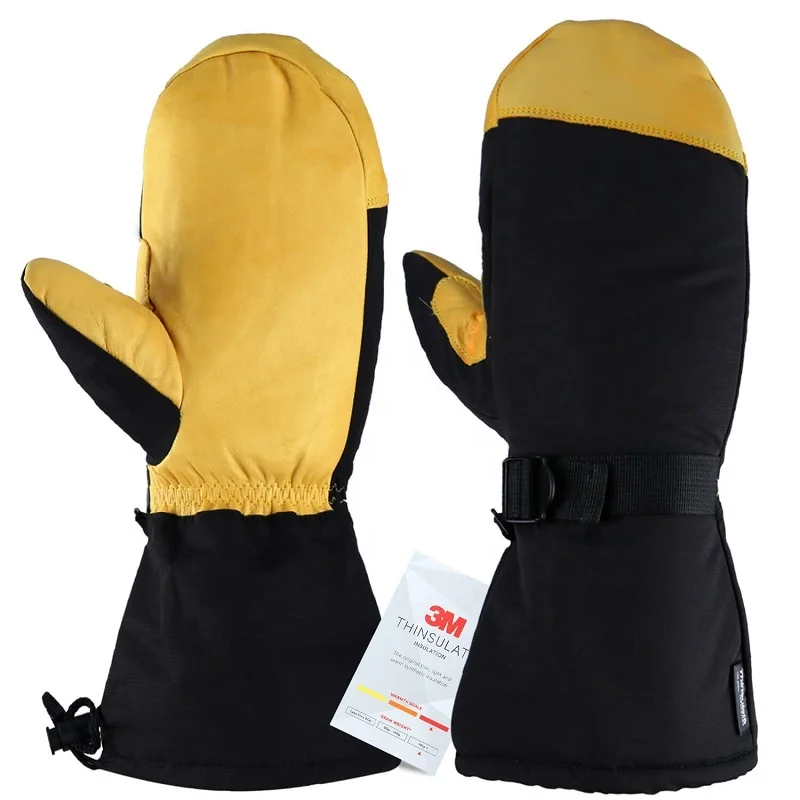 
Ozero  40F Fashion Winter Warm Waterproof Cowhide Leather Unisex Ski Snowboard Mittens Gloves .  (62414172555)