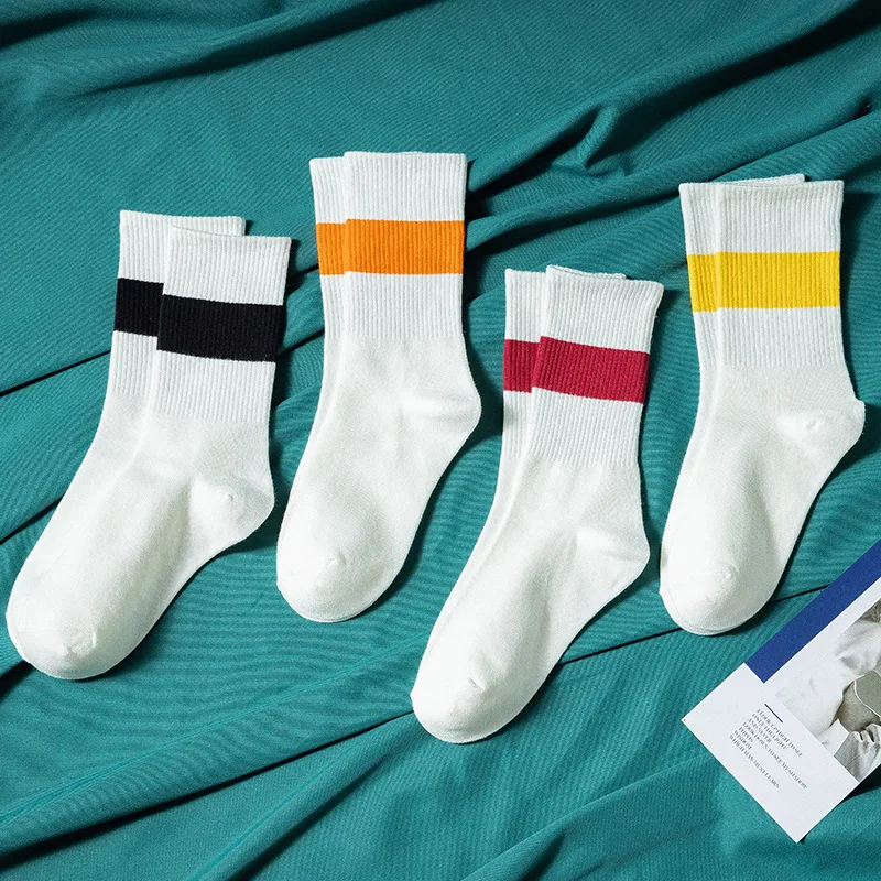 

Custom Mens Designer Dress White Colored Stripes Basketballl Elite Socks Unisex Classic, Picture