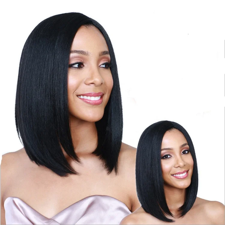 

Women's Straight Half Wig Personalized face repair headgear, Black