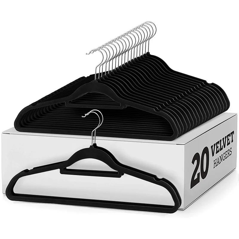 

HYB OEM Cintre Non Slip Clothing Store Tie Bar Velvet Clothes Hanger