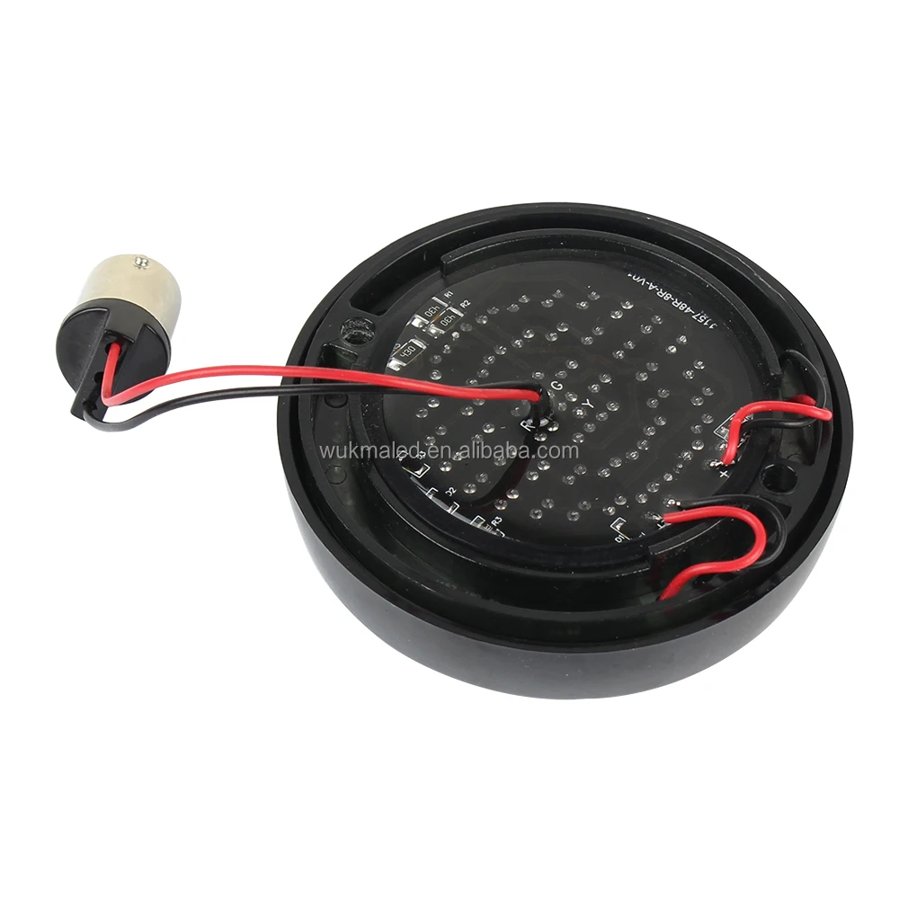 3-1/4 Flat 1156 Red LED Rear Led Light with Fire Ring LED Turn Signal Light Inserts For Motorcycle