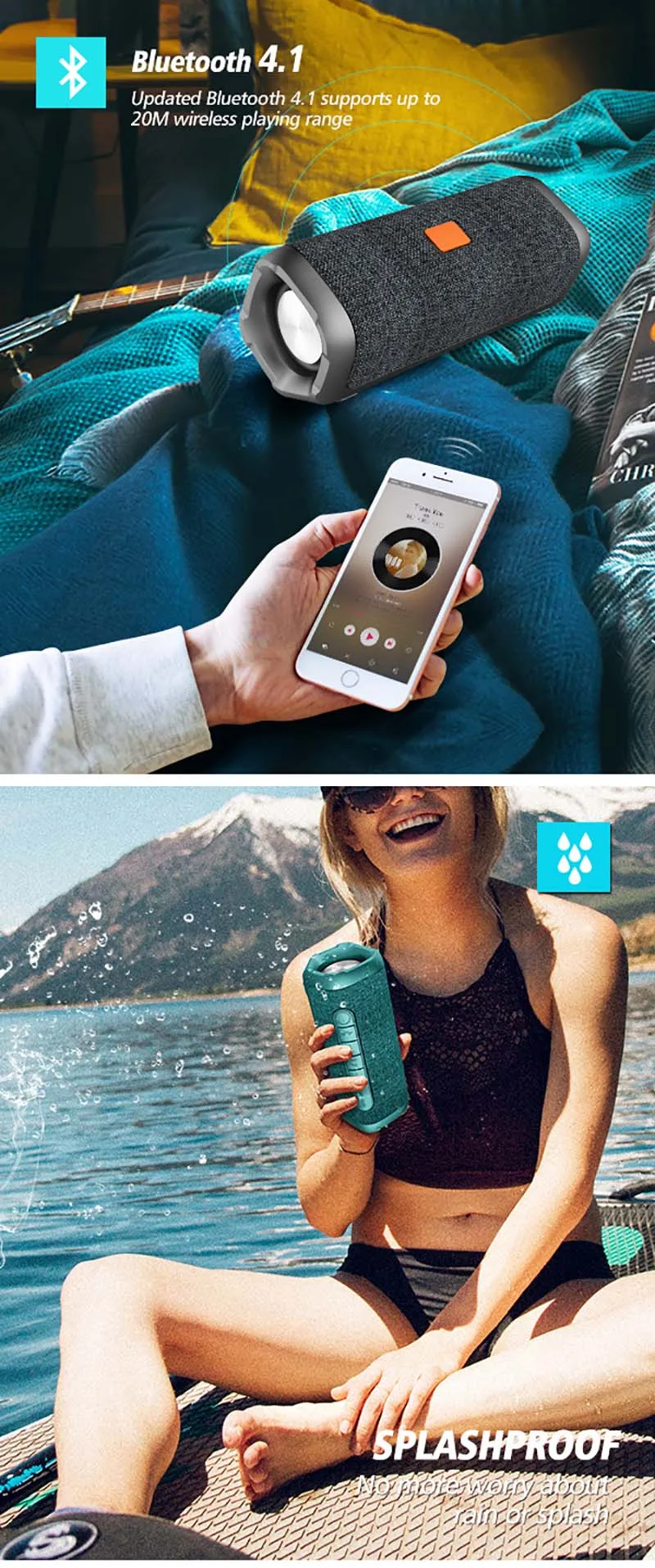 Soomfon RoHs Waterproof True Wireless Speaker 2000mAh Wholesale Portable Tws Bluetooth Car Speaker - ANKUX.COM