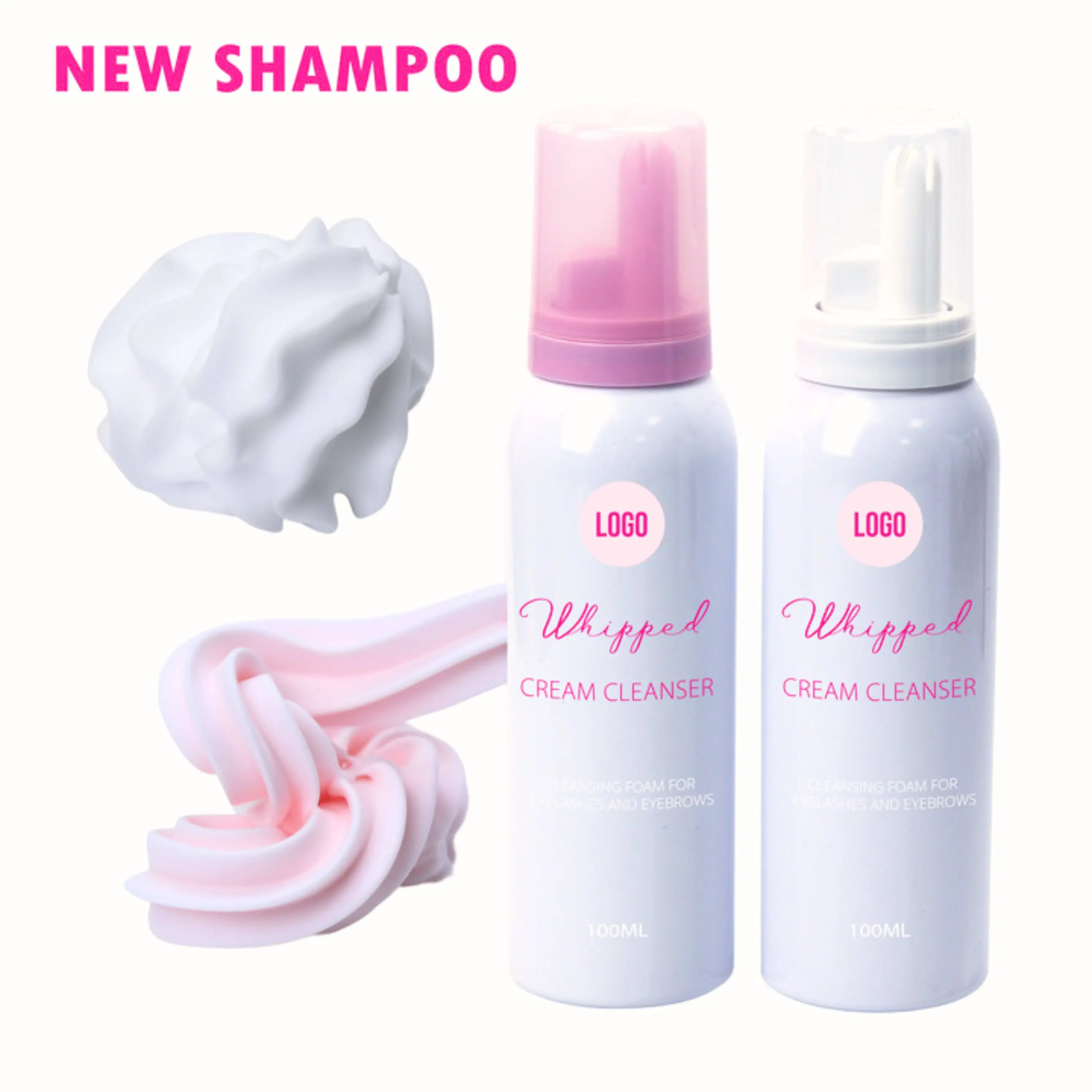 New Arrival 100ml Private Label Whipped Lash Foam Shampoo Cleanser in Colorful Packaging Whipped Cream Style False Eyelashes